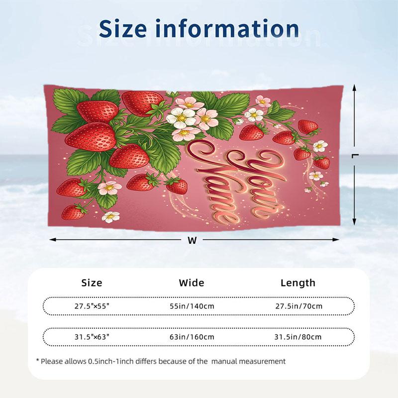 Floral Garden Theme Beach Towel Personalized Custom Name & Text Soft Quick Dry Beach Towel for Swimming Travel