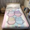 Cup Kitties Flannel Blanket Warm Soft Halloween Christmas Couch Warm Cozy Decorative Decor Gift for All Season