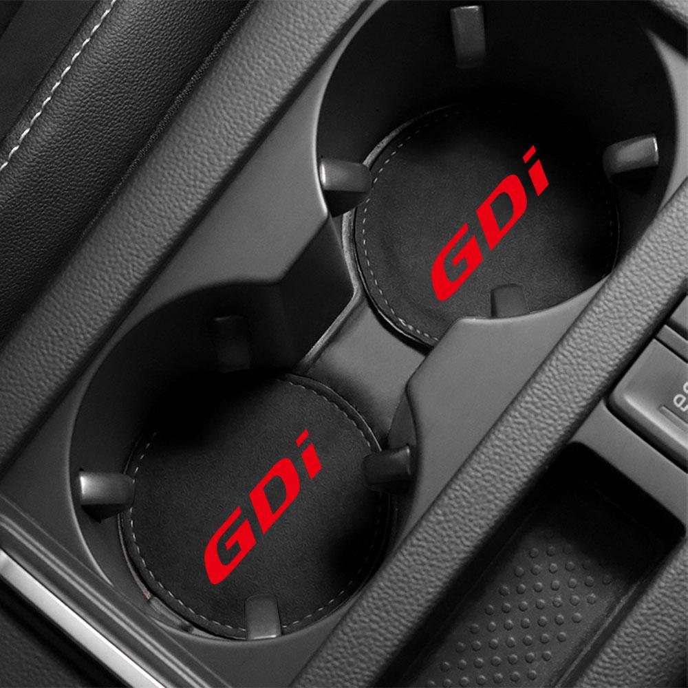 2pcs Car Badge Coasters Suede Water Cup Bottle Holder Anti-slip Mats Accessories For Hyundai Tucson Solaris GDI I20 I30 IX20 i10 B32