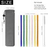 15 PCS Reusable Glass Straws, 8 Inch X 0.3" Thread Pattern Design Colored Drinking Straws, Include 12 Straight Straws, 2 Cleaning Brushes, 1 Bag