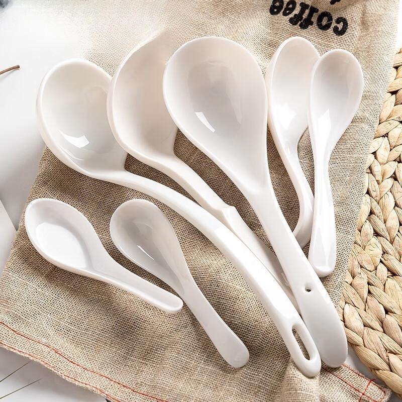 Huabeisen Melamine White Soup Spoons (40-Pack)