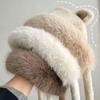Windproof Bear Ear Fur Hat Thick Fisherman Hat New Cold-Proof Earflaps Cap  Women