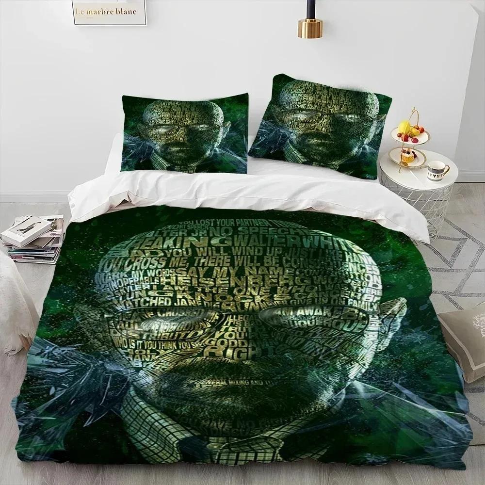 3D Breaking Bad Walter Hartwell Comforter Bedding Set,Duvet Cover Bed Set Quilt Cover Pillowcase,King Queen Size Bedding Set Boy