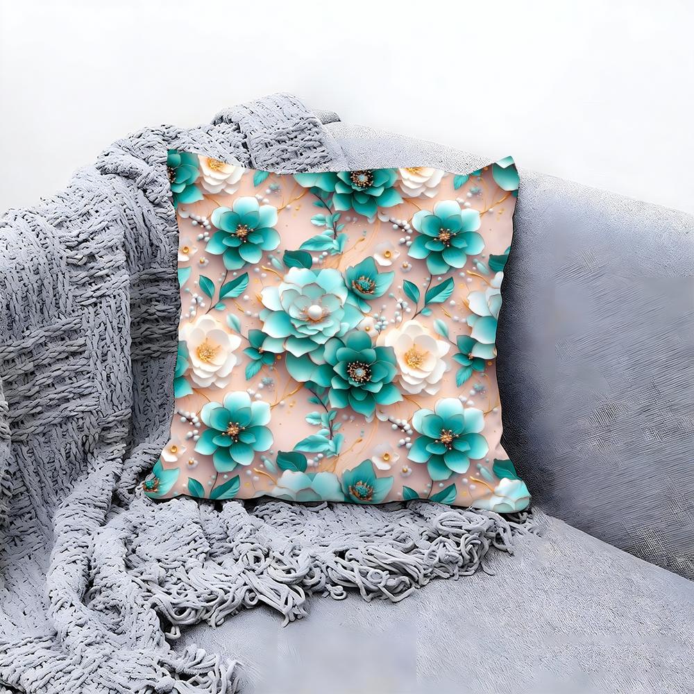 Pretty D Flower Pattern Decor Cushion Cover Premium Comfort Reversible Pillow Cove In One Design for Any Room  Car Interior