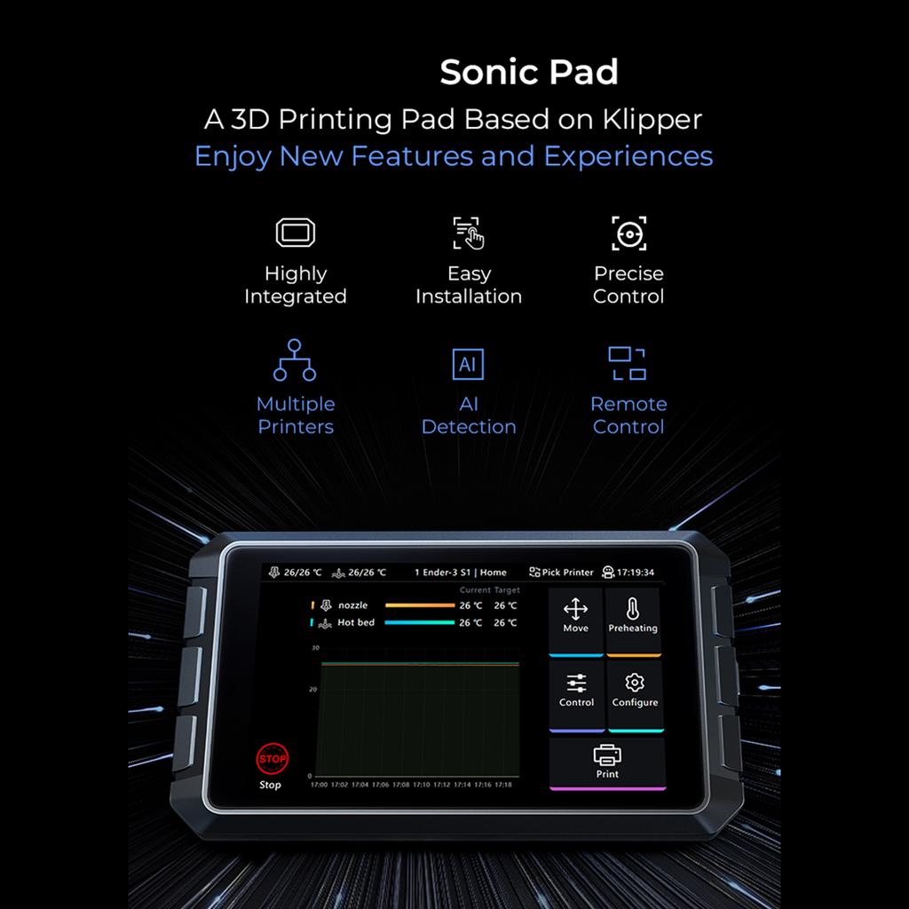 Creality 3D Sonic Pad for FDM 3D Printer with Multiple Interfaces 7   Touchscreen RAM 2G ROM 8G Integrate   Design