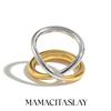 MamacitaSlay Unique Stainless Steel Double Color Cross Ring Party Waterproof Jewelry 18K Gold Plated Ring High Quality Gift
