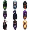 9pcs Temporary Tattoo Colorful Realism Fantasy Woman Hooded Character Flaming Skull For Adult Back Thighs