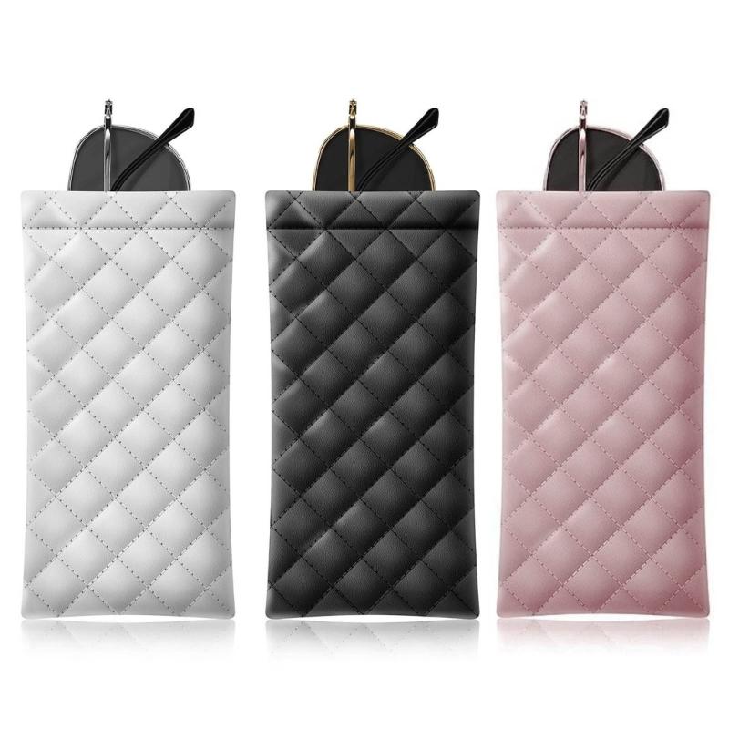 Spring Load Eyeglasses Case Portable Sunglasses Pouches Leather Eyeglasses Case for Travel and Daily Use