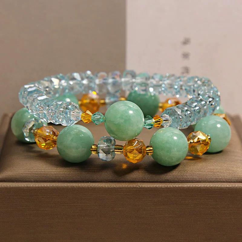 Rose Quartz Double Layer Stackable Bracelet for Women - Light Luxury High-End Beaded Gift for Best Friend.