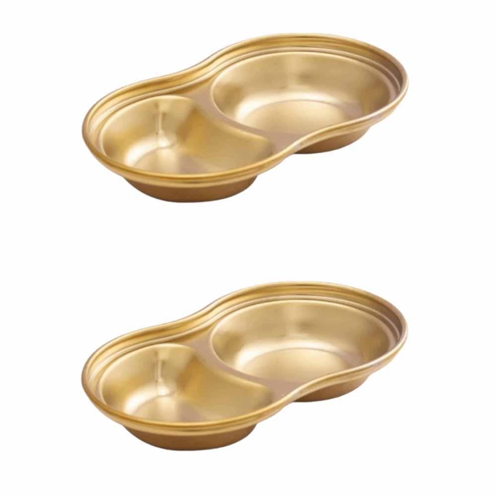 2Pcs 2/3/4 Grid Seasoning Dish Stainless Steel Sauce Plate  Restaurant Use