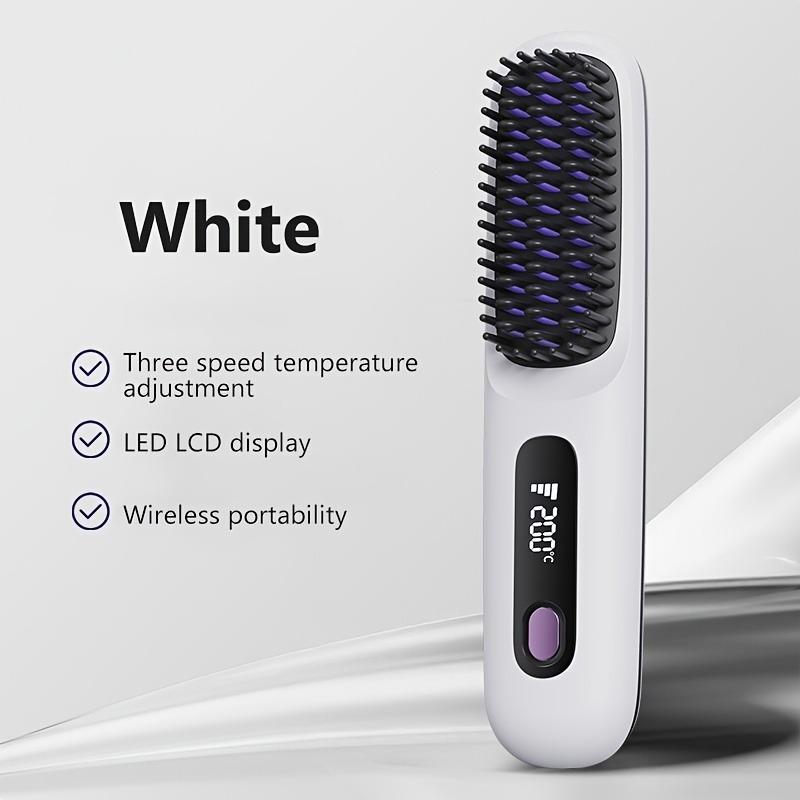 1PC portable wireless hair straightener brush, constant temperature and anti-scalding , hot comb function, Type-C fast charging, LCD screen display