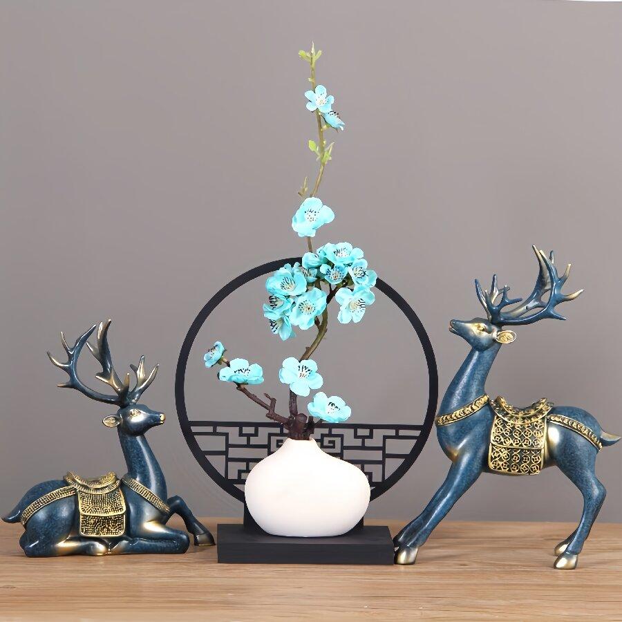 1 kus nových kreativních bonsají se simulovanými květinami v čínském stylu, vhodné pro domácí dekoraci, TV stolek, pracovnu,