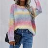 Women Casual Print Pullover Round Neck Long Sleeve Sweater Top