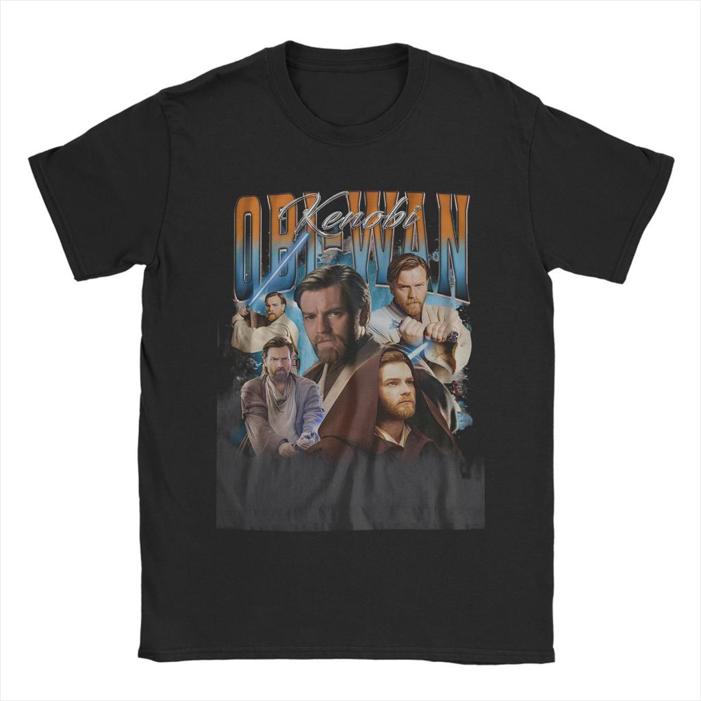 Obi-Wan Kenobi Space T Shirt Men's 100% Cotton Creative T-Shirts Crewneck Jesus Retro Collage Tees Short Sleeve Clothing Printed