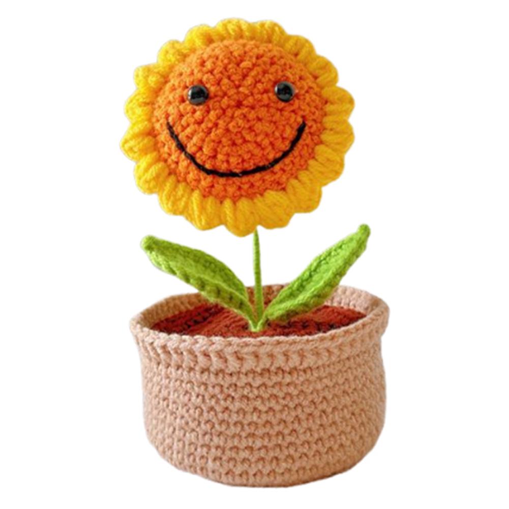 

DIY Flower Potted Crochet Kit with Video Tutorials Hand-Knitted Cute Plant Wear Resist for Home Room Decor Desktop Ornament