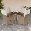 VidaXL Garden Bistro Set 5 Pcs Beige Cushions Poly Rattan, Garden Bistro Set, Balcony Set, Set 3276938