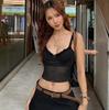Sexy Lace Camisole Top For Summer New Vacation Base, Chest Revealing, Steel Ring, Chest Support, See Through Vest