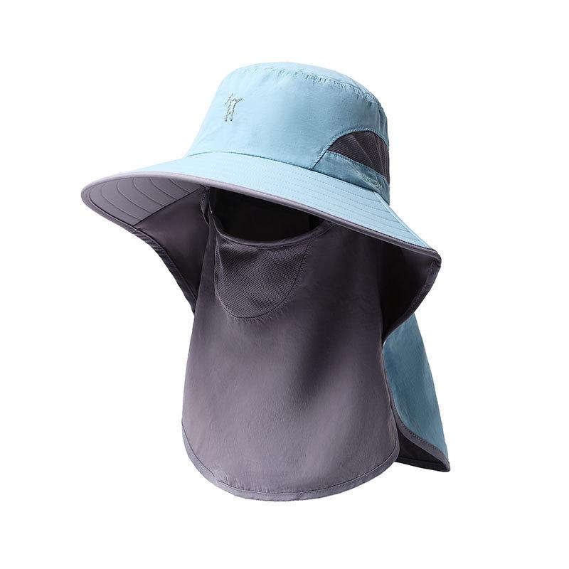 Summer Outdoor Sunscreen Hat Men's UV Protection Sunshade Fishing Hat Anti-splashing with Breathable Mask Big Eaves Bucket Hat