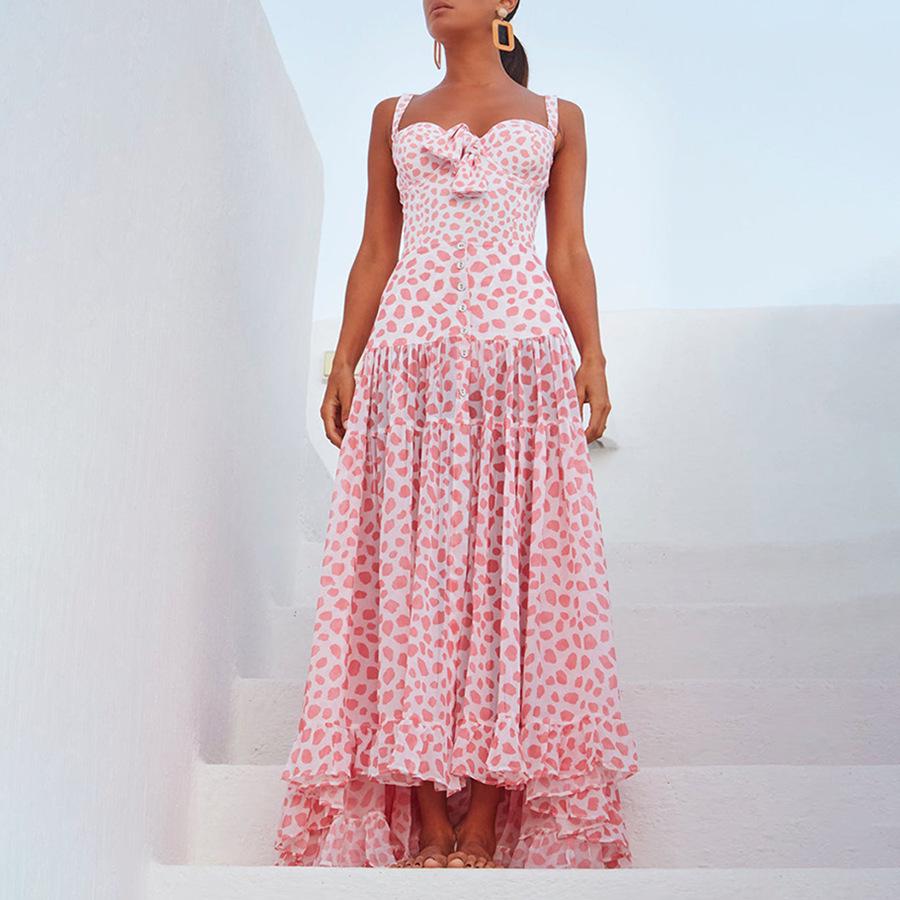 

Women s Cross-border Printed Sling Dress - European & American Style (23040799) L рожевий