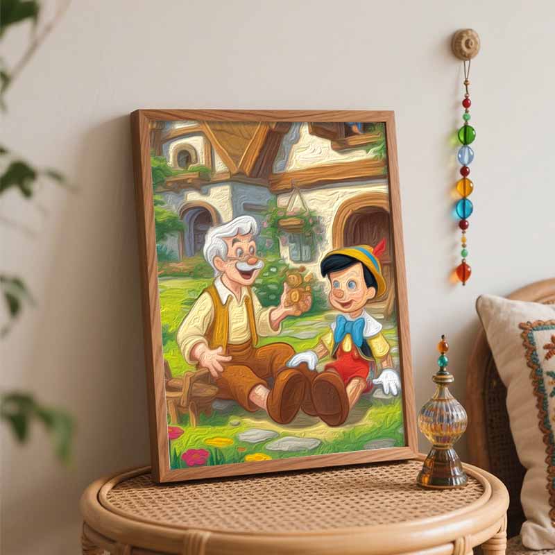 Disney Pinocchio and Geppetto digital oil painting art kit DIY handmade home decoration gift