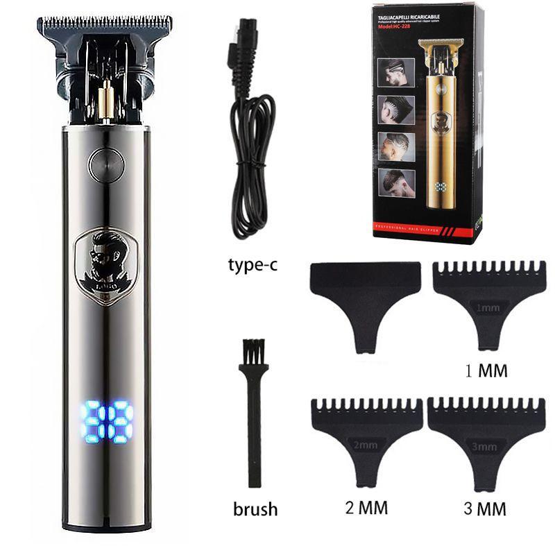 LCD Display Oil Head Hair Clipper Lithium Battery Silent Rechargeable Carving Head Washable Electric Pusher