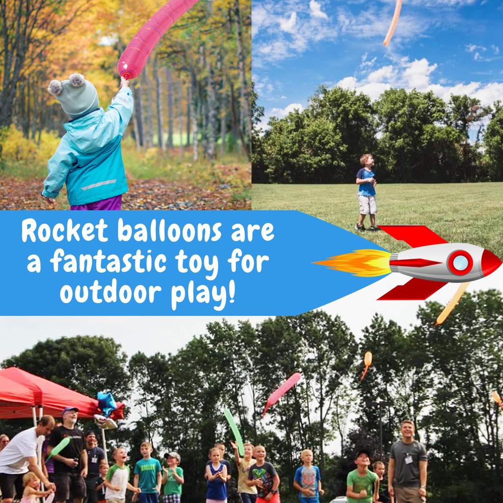 100Pcs Fun Rocket Screaming Balloon Bright Color Balloon Rocket Giant Flying Whistle Balloons Go Up To The Sky  Kids Party Toy