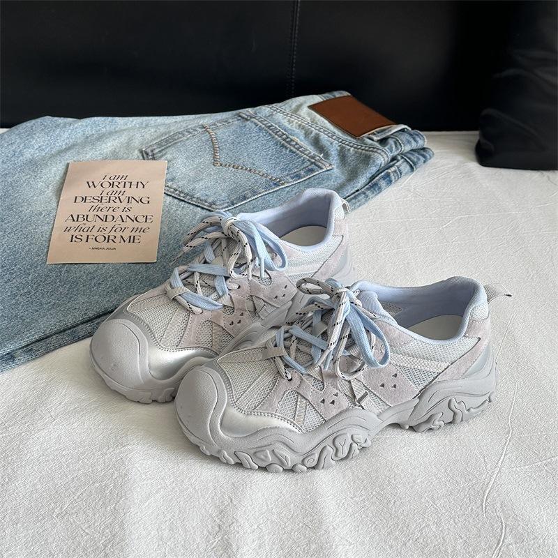 

2025 summer new ugly cute shoes women s shoes sports shoes women s outdoor hiking shoes platform dad shoes ins tide 35 серебряный серый