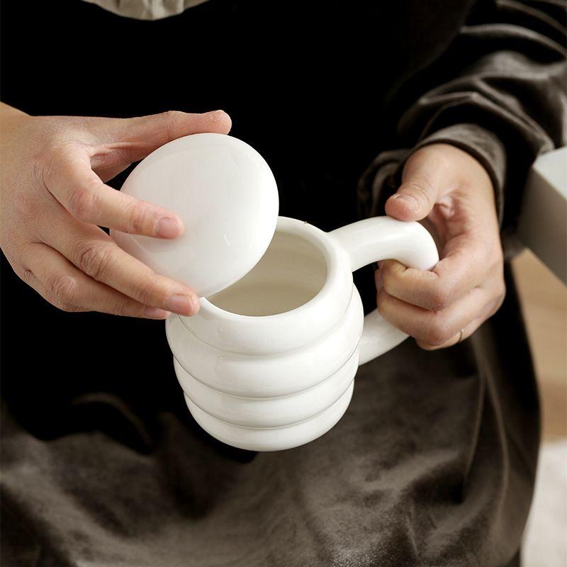 2024 New Mug INS Ceramic Cup with Lid Coke Coffee Tea Milk Couples Water Cups Wholesale