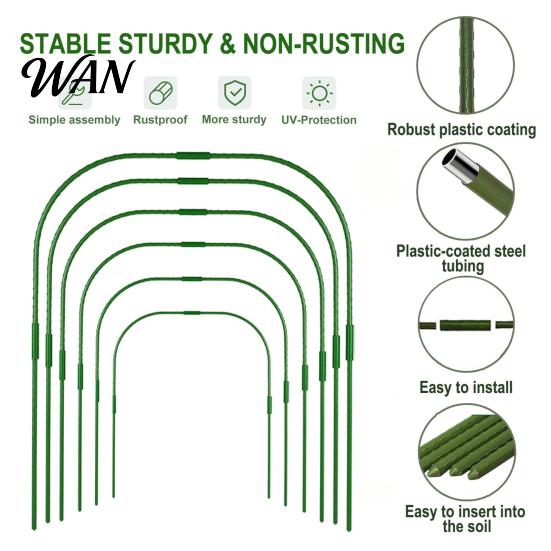 Rust-resistant Garden Hoops Netting Kit for Raised Beds, Fine Mesh Row Cover, Grow Tunnel Steel Core with Clips, Insect Barrier Greenhouse Vegetable