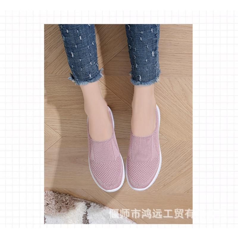 Women's Plus Size Half Slippers, Flying Woven Shallow Mouth Slip On Shoes, Breathable Casual Daily Ladies Flats