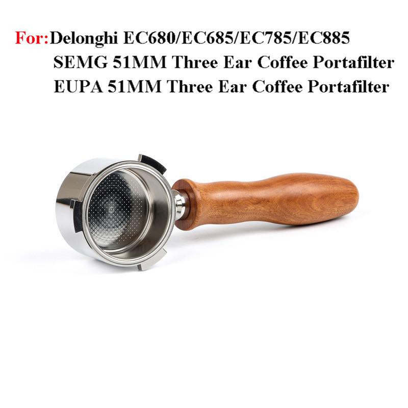 

51мм Портафільтр для Naked Coffee для Delonghi EC680/EC685/EC785/EC885 Ручка для кави з нержавіючої сталі з кошиком на 1/2/4 чашки with 2 cup basket