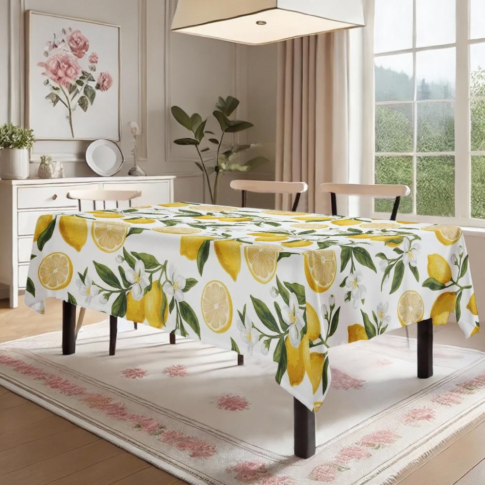 Lemon Print Rectangle Table Cloth for Table Decor Holiday Party Waterproof Reusable Tablecloth for Tables Kitchen Dining Patio
