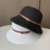 Vacation Wind Belt Buckle Small Edge Beach Hat Ladies Casual Sun Hat British Fashion UV Protection Straw Hat