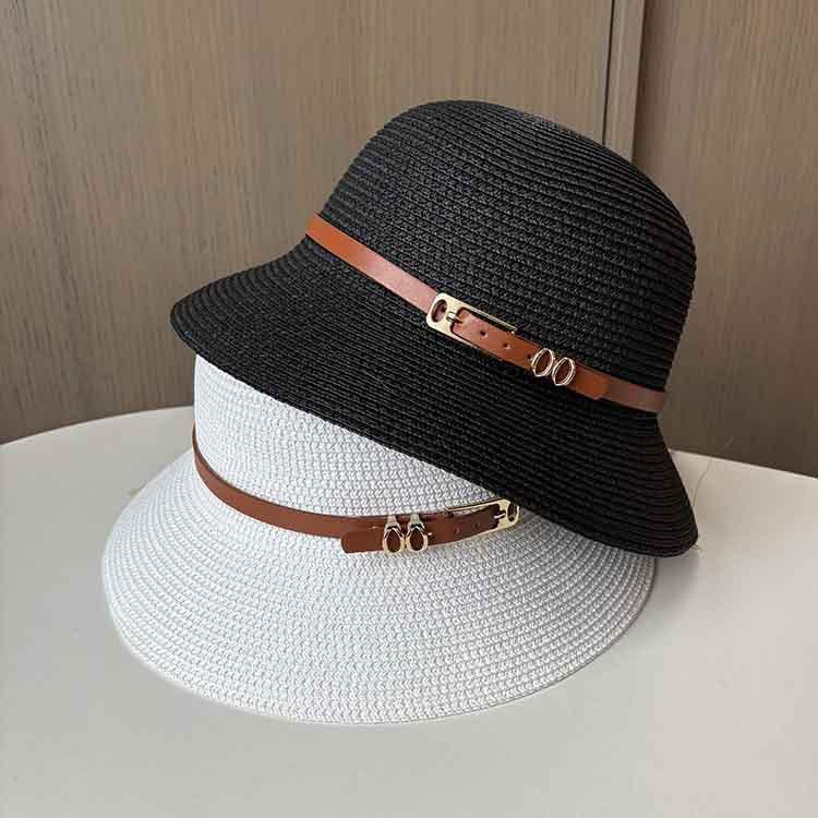 Vacation Wind Belt Buckle Small Edge Beach Hat Ladies Casual Sun Hat British Fashion UV Protection Straw Hat