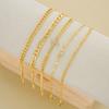 5pcs Fashion Zircon Cross Charm Bracelet Set Elegant High Quality Gold Color Multilayer Bracelets For Women Daily Wear Jewelry