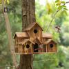 Domki dla ptaków na zewnątrz Drewniane gniazdo dla kolibra Karmnik dla ptaków na zewnątrz Duży domek dla ptaków z 6 pokojami do dekoracji dziedzińca ogrodowego
