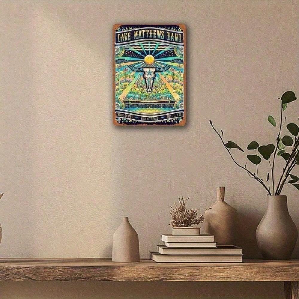 

Vintage Dave Matthews Band Concert Poster Tin Sign 12x8 Inch Retro Metal Wall Decor with Holes 20x30cm