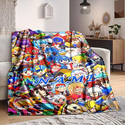 Custom 1pc Rockman Character Collage Blanket, Soft And Comfortable Blanket, Casual Warm, Camping Travel Blanket, Birthday Gift Q91341