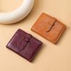 Portable PU Leather Women's Purse Solid Color Folding Design Short Wallet Pull-out Design Large Capacity Leather Purse for Women
