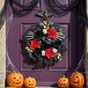 Decorative Halloween Door Wreath, Bone Hand and Skull Flower Wreath 45CM for Front Door Porch Placement, Table Display, Window Framing, and Holiday