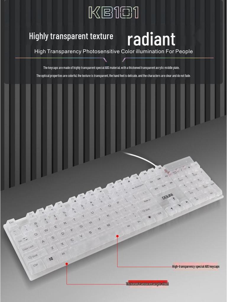 Douni KB101 RGB Transparent Gaming Keyboard