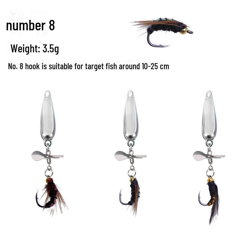 Kung Fu Fly Fishing Set: Rotating Propeller, Melon Seeds, Sequin Hook, Micro Fake Bait, Horse Mouth White Bait