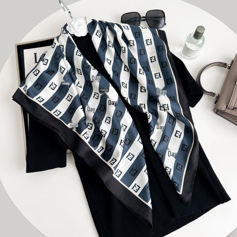 Čiernobiela hodvábna twill šatka so zvieracím vzorom - 90x90CM Jesenný/Zimný šál pre ženy