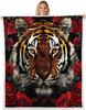 GUOYU Blanket Red Sun Throw Blanket Black Mountain Tree Fuzzy Blanket Japanese Style Blanket for Bed Couch Sofa Kids Boys Teens Room Decor