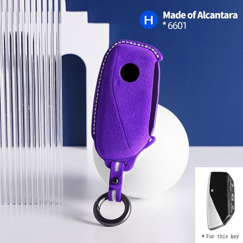 Interior Mouldings Alcantara Car Key Case Shell Cover For BMW Series 7 735 i 740 Li X7 X1 U11 2023 I7 G07 LCI XM Keychain Protec