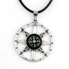 Compass Necklace Retro Titanium Steel Stainless Steel Alloy Pendant Gift Jewelry Leather Rope Chain