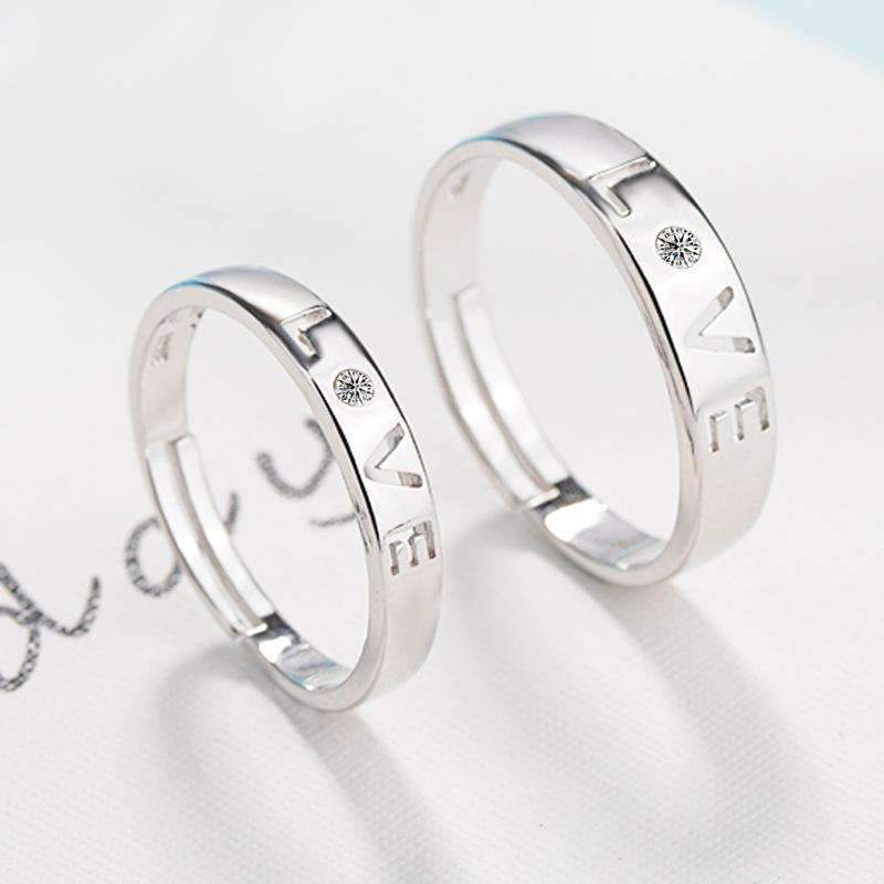 High-grade Fashion Trends Differences with Personalised Glitter and Lustre Ring Female Proposal Wedding Open Ring Couple Ring Jewellery