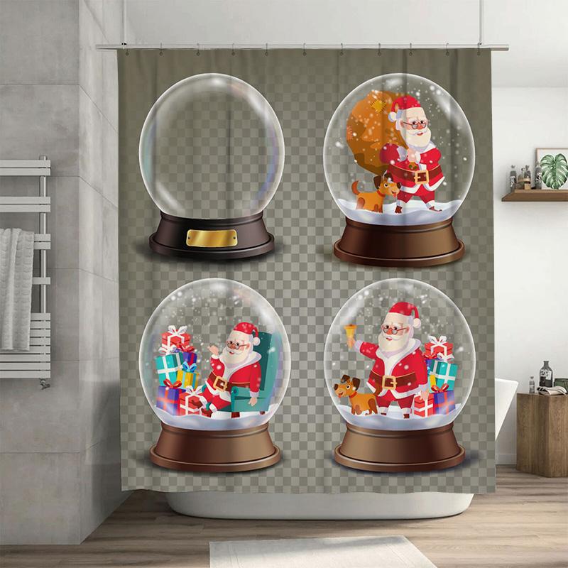 

Tu Christmas Shower Curtain Santa Claus Festive Holiday Decor Bathroom Set Waterproof Xmas Pattern Reindeer Snowman Gift Idea Ho W60H190(CM)-1 Pcs