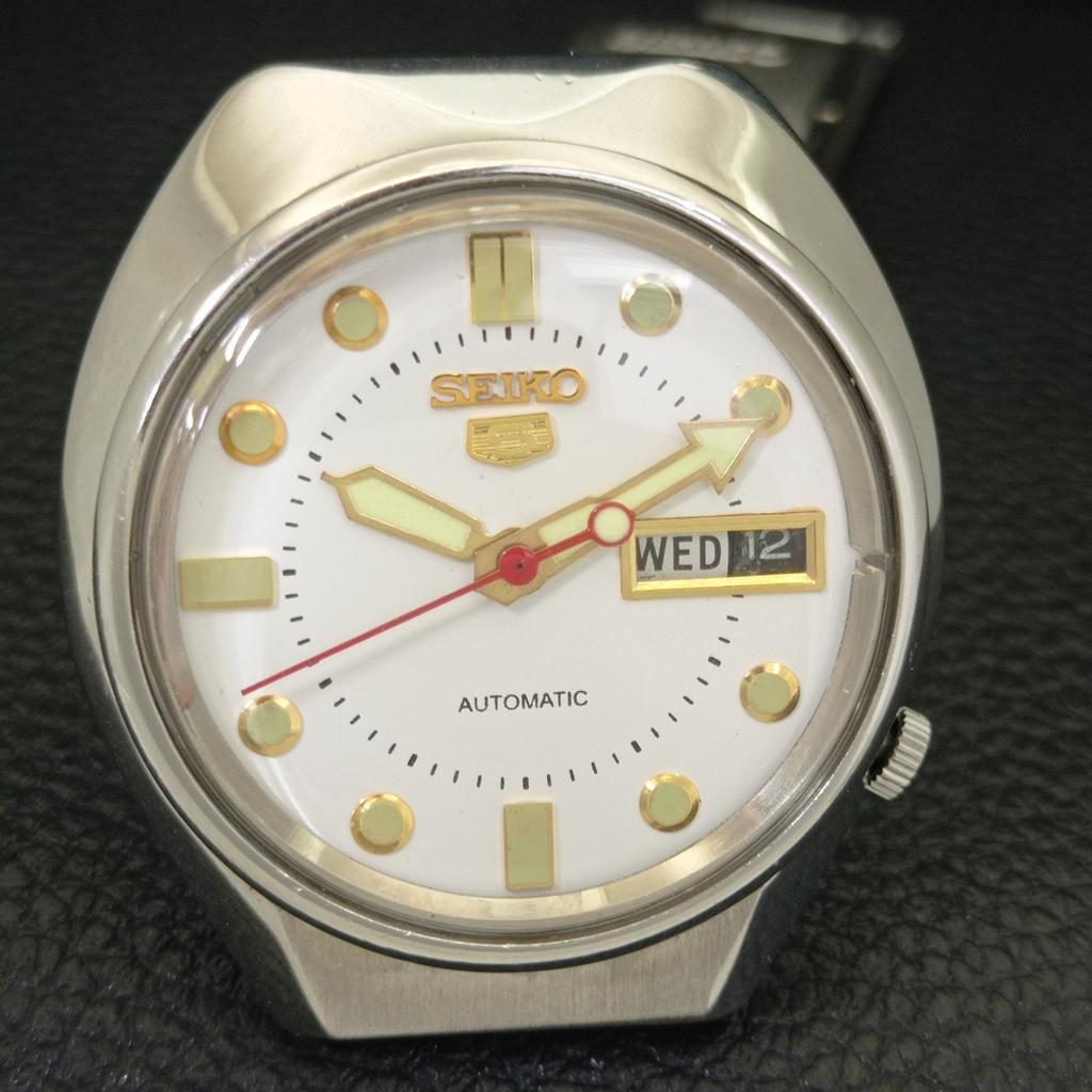 GENUINE VINTAGE SEIKO 5 AUTOMATIC JAPAN 6119C MENS WHITE DIAL WATCH a702401-5 R124-a702401