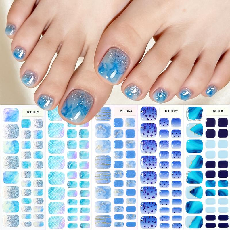 Popular Style New 3D Waterproof Nail Sticker Plastic UV Free Nail Wraps Toe Wraps